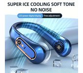Ventilador de cuello colgante, enfriador de aire portátil de verano, ventilador de enfriamiento USB con 5 velocidades y pantallas digitales, tecnología súper avanzada y sin aspas blanco