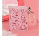 Carteras de moda con dibujos de gatos para mujer, nueva cartera estética con grafiti, bonita y corta, original, de piel de diseñador, tarjetero para mujer