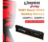 Memoria RAM DDR4 de 16 GB, 3200 MT/s, 3600 MT/s, 8 GB, 32 GB, 3200 MHz, 3600 MHz, FURY BEAST, para PC, para juegos, de un solo módulo, UDIMM, DDR4, Dimm DDR4 8GB 3200MT/s