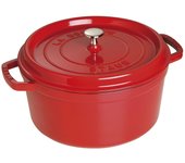 staub Redondo Cereza Olla de Esmalte con Dos Asas Compatible con IH La Cocotte Redonda  Cocotte 28cm  [Producto Autorizado] 40509-852