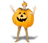 Disfraz inflable de calabaza gigante con sombrero.