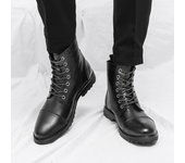 Botas de entretiempo para hombre, botas de vestir con punta de ala, botas de estilo urbano para exteriores, botas de moto para hombre, tallas grandes EU:38 negro