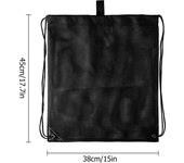 Bolsa de malla Mochila de almacenamiento con cordón portátil Bolsa de almacenamiento de equipo deportivo resistente para ir a la playa negro