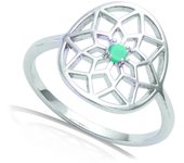 Bague Argent 'Boho' turquoise argenté (rhodié) - dreamcatcher 14x13 mm 54 turquesa