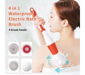 Cepillo de baño eléctrico impermeable 4 en 1, cepillo de limpieza corporal multifuncional, depurador de masaje de espalda gris