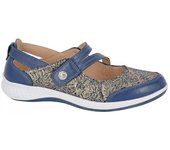 Boulevard Zapatos de barra con cierre táctil de cuero Sparkle Action para mujer/señoras 3 UK azul oscuro