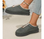Nuevo invierno Retro Mujer nieve abrigado gamuza mocasines perezosos Botas Zapatos Mujer señora Botas planas Botas Mujer zapatos 36 negro