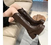 Botas de media pantorrilla para mujer, botas de invierno para mujer, botines suaves con cordones, botas Chelsea con cremallera para mujer, zapatos de tacón de plataforma para mujer 35
