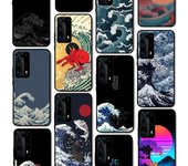 Funda de Teléfono Anime Ola Japonesa Dragón para Huawei P50 P40 E P30 P20 Pro P10 Lite P Smart Y6 Nova3E Honor10 Huawei P10