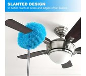 Plumero para ventiladores de techo con extensión, cepillo para polvo, plumero de microfibra extraíble y lavable, plumero para ventiladores de techo. azul