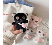 Llavero de peluche con forma de gato de dibujos animados, colgante creativo para bolso. negro