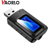 Adaptador VAORLO USB 5,0 2 en 1 pantalla LCD conexión de dispositivo opcional transmisor receptor Bluetooth para auriculares de TV baja latencia negro