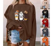 Sudadera con capucha y manga larga informal con estampado de Halloween para mujer XL naranja