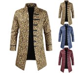 Chaqueta casual retro steampunk de moda con cuello alto y manga larga para hombre 4XL azul