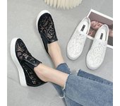 Zapatillas de deporte para mujer, zapatillas de malla con bordado floral para mujer, zapatos casuales sin cordones, zapatos de tacón cómodos para mujer, tenis para hombre 35