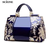 SCIONE bolso bordado para mujer, bolsos y bolsos de cuero, bolsos de hombro de lujo, bolsos femeninos para mujer 31cm*15cm*21cm azul marino