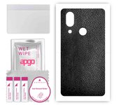 apgo Protective Skin Sticker for the back compatible with Sharp Aquos D10, Wrap Film, Foil, Vinyl - Pattern Black Leather