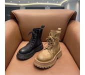 Botas Martin, nuevo estilo de verano, otoño e invierno para mujer, botas cortas gruesas, versátiles y afelpadas de estilo británico, botas de moto de suela plana para mujer 35