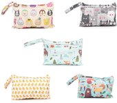 Bolsa de pañales para bebés, impermeable, reutilizable, para artículos de tocador de mamá, con cierre de cremallera azul
