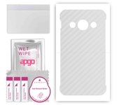 apgo Protective Skin Sticker for the back compatible with Samsung Galaxy Xcover 3 G389F, Wrap Film, Foil, Vinyl - Pattern Transparent Carbon