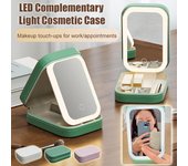 Caja de almacenaje para maquillaje con espejo LED, caja de almacenamiento de cosméticos, bolsa de maquillaje de viaje portátil a la moda, estuche de maquillaje Simple con espejo para mujer