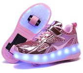 Zapatos Runaway para niñas, patinaje sobre ruedas, zapatos Burst para niños, patines invisibles para estudiantes, zapatos con ruedas invisibles para niñas. 27