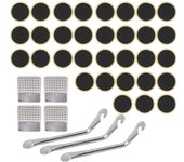 Kit de reparación de cámara de bicicleta de 39 piezas, herramienta de reparación de pinchazos, palanca de neumáticos, parche de neumáticos, escofina de metal