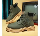 Botas de moto de moda para hombre, botas de cuero impermeables, botas de plataforma con cordones para invierno, nuevas botas altas para hombre, botas para hombre 39