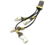 Les Trésors De Lily [P4039] - Colgante artesanal 'Mineralia' oro blanco gris - 13x2 cm gris