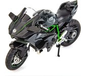 1:12 Modelo de Moto Kawasaki Ninja H2R, Moto Modelo DieCast, Suspensión y Free Roller, Coche de Juguete, Colección de Motos, Regalo 1:12-Size:17.5*10*7cm gris/negro