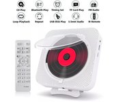 Reproductor de CD portátil Altavoz Bluetooth Reproductores de CD estéreo Pantalla LED Reproductor de música CD montable en la pared con control remoto IR Radio FM