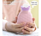 Bolsa de agua caliente de silicona con forma de piña de 200 ml, a prueba de fugas, compresa fría y caliente, bolsa de agua caliente para aliviar el dolor de espalda, cuello, hombros y abdomen, calentador de manos y pies para el invierno. 1pc púrpura
