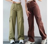 Pantalones Cargo de gran tamaño a la moda, pantalones de chándal informales para mujer, pantalones holgados, pantalones holgados S verde del ejército