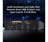 STW Lector de tarjetas de 5,25  Panel frontal de PC Panel frontal Tipo-C USB 3.1 USB 3.0 5.25