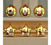 Adornos navideños Colgantes de madera que brillan en la oscuridad Colgantes decorativos para árboles de Navidad Regalos navideños Colgantes de madera Five-pointed Old Man
