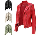 Nuevo abrigo de cuero con cuello alto y remaches de moda, chaqueta de color sólido para mujer, abrigo de primavera y otoño para mujer, abrigo de cuero con remaches para mujer S negro