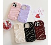 Funda para teléfono de moda de color sólido con patrón de onda 2 en 1 para iPhone 15 14 13 Pro Max 12 11 iPhone 11 rojo vino