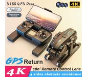 Dron S188 GPS 4K profesional con triple cámara, fotografía aérea, 5G, Wifi, sin escobillas, para evitar obstáculos, RC, cuadricóptero de juguete, 2 km 4K 1 Battery blanco