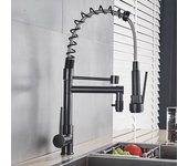 Grifo para fregadero, grifo de cocina negro con rociador desplegable, grifos de cocina extraíbles de una sola manija para lavandería comercial de acero inoxidable, color negro