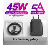 Cargador USB C PD de 45 W de carga rápida para Samsung Galaxy S25, S24, S23, S22 Ultra, A55, A56, cable de carga tipo C original para teléfono móvil EU blanco