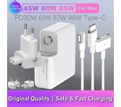 Adaptador de corriente de 45 W, 60 W y 85 W compatible con el cargador de MacBook para MacBook Air/Pro Magsafe 1/2 Cargador adaptador de corriente magnético A1286 EU Plug