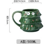 Nueva taza creativa de árbol de Navidad, taza de cerámica para café con leche, regalo decorativo para el hogar con personalidad para amigos y familiares verde