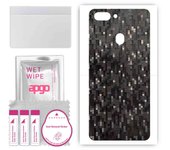 apgo Protective Skin Sticker for the back compatible with Realme 2, Wrap Film, Foil, Vinyl - Pattern Carbon Black Pixel