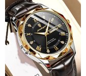 Reloj de pulsera de cuarzo de lujo para hombre, nuevo, de cuero y diamantes, con calendario automático y semana.