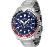 Reloj Invicta Pro Diver de acero inoxidable con bisel Pepsi azul y rojo, esfera azul, cuarzo 47227 para hombre azul