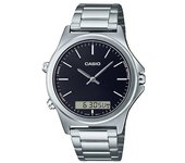 Casio Analog Digital Black Dial Stainless Steel MTP-VC01D-1E MTPVC01D-1 Reloj Hombre negro