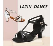 Zapatos de baile de salón profesionales para mujer, zapatos de baile latino para interiores, Salsa, tacón medio de 5cm 34 negro