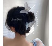 Elegante horquilla de mariposa esmerilada - Tocado estilo tiburón para mujer Frosted Mermaid Clamp blanco/azul
