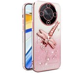 Funda KADEM para Honor X9b 5G / X50 5G / Magic6 Lite 5G con soporte de libélula y flores de TPU con purpurina