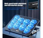 Almohadilla de enfriamiento para computadora portátil, soporte para computadora portátil con 6 ventiladores, diseño estable y antideslizante, alta velocidad, bajo nivel de ruido, enfriador de computadora portátil ajustable en altura H